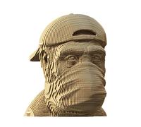 CARTONIC Singe Ne Rien Dire Puzzle 3D en Carton - Maquette à Monter | 100 Pièces, 16 × 15 × 14 cm - Kit Sculpture DIY à Peindre, Matériaux Recyclés, Ados & Adultes, Idée Cadeau Déco