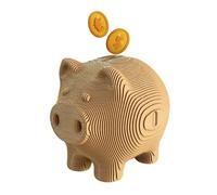CARTONIC Tirelire Cochon Puzzle 3D en Carton - Maquette à Monter | 86 Pièces, 16 × 13 × 12 cm - Kit Sculpture DIY à Peindre, Matériaux Recyclés, Ados & Adultes, Idée Cadeau Déco