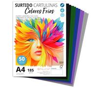 Cartons Colorés A4, Feuilles Colorées A4 pour Loisirs Créatifs, Éducation, Maison, Art ou Bureau, Cartons Colorés A4 Tons Froids - Ofituria (50 Feuilles, Assortiment Froid)