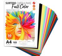 Cartons Colorés A4 Ofituria - Feuilles Multicolores pour Loisirs Créatifs, Éducation, Maison, Art ou Bureau (50 Feuilles, Assortiment Multicolore)