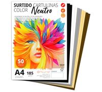 Cartons Colorés A4 Ofituria - Feuilles pour Loisirs Créatifs, Éducation, Maison, Art ou Bureau - 50 Feuilles, Tons Neutres Assortis