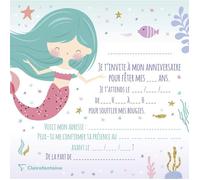 Cartons d'invitation et enveloppes - Anniversaire enfant - Sirène - Clairefontaine