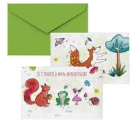 P'tit Clown - Carton Invitation - Animaux de la forêt - Lot de 8