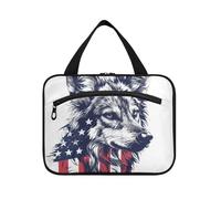 Cartoon African Wild Dog 4th Of July Independence Day Kits de suspension pour homme Voyage avec crochet, trousse de voyage de designer pour voyage, articles de toilette indispensables pour salle de