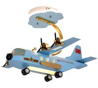 Cartoon Airplane LED Remote Dimmable Flush Mount Light Blue Aircraft Chandelier Yellow Large Ceiling Lighting for Boys Bedroom Nursery Room