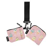 Cartoon and Cute Pink Ice Cream Organisateurs d'argent pour femmes mince fermeture éclair portefeuille avec poche zippée pour femme 2 packs billetera de Mujer para tarjetas