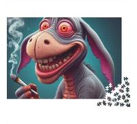 Cartoon âne Fumer 1000 Pièces Puzzle pour Adultes Carton Résistant Anti-Stress Stimuler l'esprit pour Débutants pour Cadeaux Corporatifs 52x38cm/1000pcs
