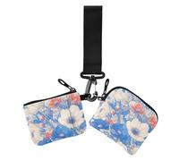 Cartoon Anemone 4th of July Independence Day White Women Change Wallet Cases Small Portable Credit Card Wallet Organizer with Keychain for Woman 2 Pcs, dessin animé anémone 4th of juillet Independence