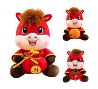 Cartoon Animal Toys - Toy de dessin animé en peluche pour la célébration du festival, mignon 2026 God of Wealth Peace Mascot avec attrait décoratif, chinoise du Nouvel An pour le canapé de lit