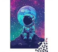 Cartoon Astronaute Puzzle 1000 Pièces Cadeau Unique Sci-FI Terre Challenge Toy À De Qualité Supérieure Peinture Art pour Adultes Et Enfants À Partir De 12 Ans 1000pcs (75x50cm)