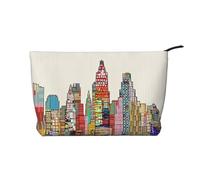 Cartoon Austin Texas Trousse de maquillage multifonction en velours côtelé avec fermeture éclair 22 x 7 x 17 cm pour voyage, camping, vacances, fitness, Noir , Taille unique