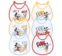 CARTOON Bavettes Disney Lot de 6 bavoirs en éponge avec dos plastifié avec fermeture élastique 18 x 18 cm, Mickey, 18 x 18 cm
