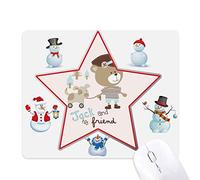 Cartoon Bear Animal Pink Christmas Snowman Family Star Mouse Pad
