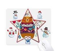 Cartoon Bear Animal Pink Christmas Snowman Family Star Mouse Pad