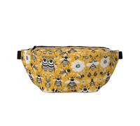 Cartoon Bee Grand sac banane à bandoulière, cadeau pour profiter du sport, festival, entraînement, voyage, course à pied, décontracté, noir, taille unique, Noir , Taille unique