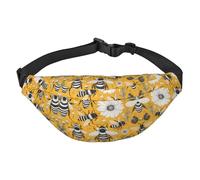 Cartoon Bee Sac banane pour garçons, grand sac banane de voyage tendance pour le sport, la course, le cyclisme, les voyages, la pêche, noir, taille unique