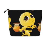 Cartoon Bee Sac de rangement étanche grande capacité avec fermeture éclair pour voyage d'affaires maison sac de maquillage sac de rangement porte-monnaie, Noir , Taille unique