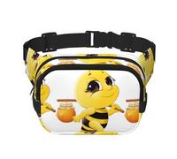 Cartoon Bee Unisexe Réglable Taille Carré Double Couche Sac de Taille pour Activités de Plein Air Voyage Course Randonnée, Noir , Taille unique