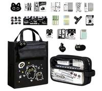 Cartoon Black Cat Stationery Set | Student Gel Pens Kit | For School Home