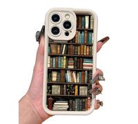 Cartoon Bookshelf Pattern TPU Phone Case, Soft&Cute Cartoon Bookshelf Pattern, for iPhone16/15/14/13pro Max, Shockproof Silicone Protective Cover 4PCS, for My Bookwarms (White,for 16promax)
