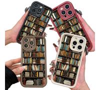 Cartoon Bookshelf Pattern TPU Phone Case, Soft&Cute Cartoon Bookshelf Pattern, for iPhone16/15/14/13pro Max, Shockproof Silicone Protective Cover 4PCS, for My Bookwarms (4PCS,for 16promax)