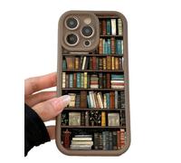 Cartoon Bookshelf Pattern TPU Phone Case, Soft&Cute Cartoon Bookshelf Pattern, for iPhone16/15/14/13pro Max, Shockproof Silicone Protective Cover 4PCS, for My Bookwarms (Brown,for 13)