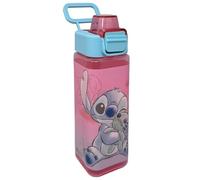 CARTOON Bouteille d'eau carrée en plastique réutilisable 500 ml ouverture à pression accessoire pour enfants (Stitch)