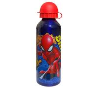 CARTOON Bouteille d'eau en aluminium pour enfant 500 ml avec bec (Spiderman, rouge)