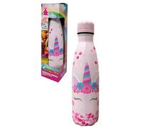 CARTOON Bouteille isotherme en acier inoxydable avec bouchon dévissable, bouteille isotherme en acier inoxydable pour enfants garçons, 500 ml (Licorne, rose)