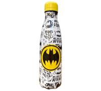 CARTOON Bouteille isotherme en acier inoxydable avec bouchon dévissable, gourde isotherme en acier inoxydable pour enfants et adolescents, 500 ml (Batman, blanc)