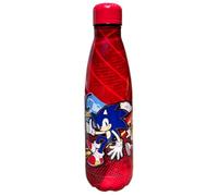 CARTOON Bouteille isotherme en acier inoxydable avec bouchon dévissable, gourde isotherme en acier inoxydable pour enfants et adolescents, 500 ml (Sonic 1, rouge)