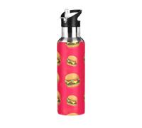 Cartoon Burgers Bouteille d'eau isotherme en acier inoxydable de 591 ml, sans BPA, bouteille d'eau de sport isolée et étanche