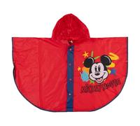 CARTOON Cape de pluie Mickey Disney Veste imperméable pour enfants Poncho avec capuche et fermeture à boutons, rouge, 3-4 ans