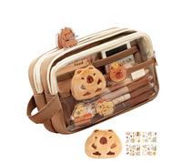 Cartoon Capybara - Trousse à crayons transparente de grande capacité, organiseur à fermeture éclair durable pour gommes, règles, outils de dessin, sac multi-usage pour l'école, le travail, le bureau