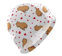 Cartoon Capybaras Red Hearts Swim Men for Unisex Adultes Short Hair Swim Waterproof Swim for Women Hair Protection and Drag Reduction gorros para Nadar en Piscina Mujer