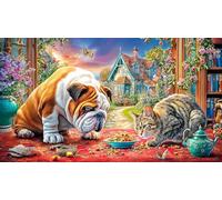 Cartoon-Cat-and-Dog Papier recyclé Puzzle pour Adultes 1000 pièces Jeu Familial Amusant & Stimulant Jeux éducatifs pour Adultes et Enfants de 12 Ans et Plus 38x52/1000 pièces
