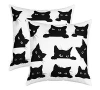 Cartoon Cat Lot De 2 Taies d'oreillers 60x60cm Cats Imprimer Taie Oreiller pour Canapé Cute Kitten Animaux Noir Et Blanc Cat Amants's Cadeaux Décor Housse Coussin Extérieur Housse de Coussin