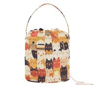 Cartoon Cats Family Cute Crochet Tote Portable Crochet Organizer for Needle Holder Articulos para tejer