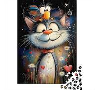 Cartoon Chat avec Oiseau Puzzle 1000 Pièces Adultes intéressant Puzzles 1000 Pièce Jeux D'adresse Cadeau 52x38cm/1000pcs