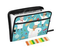 Cartoon Chefs Dossier extensible 13 poches Format A4 Porte-documents avec fermeture éclair pour enseignants Fournitures de papeterie