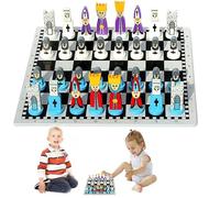 Cartoon Chess Set - Wooden Doll Board Game, Portable Travel, Educational Toy, Strategy for Family, Classic Tabletop Play, Smooth Handcrafted Pieces, Compact Storage Box, Fun Learning Activity