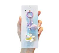 Cartoon chiot porte-clés, porte-clé de cordon de téléphone perlé mignon, joli petit chien téléphone Mobile chaîne pendentif, accessoire cadeau