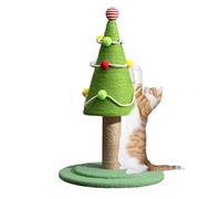 Cartoon Christmas Tree Scratching Post for Cats | Sisal Cat Scratch Tree with Decorative Holiday Ornaments | Festive Indoor Scratching Board for Kittens & Adult Cats | Cute Cat Furniture
