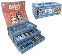 CARTOON Coffret couleur Bluey et Bingo pour enfants ensemble 52 pièces de couleurs et papeterie boîte avec tiroirs kit dessin et peinture