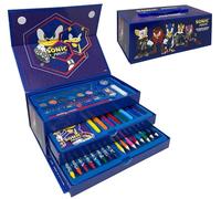 CARTOON Coffret couleur pour enfants Sonic Knuckles Tails ensemble 52 pièces de couleurs et papeterie boîte avec tiroirs kit dessin et peinture