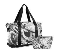 Cartoon Cool Street Graffiti Gym Tote Bag Shoulder Weekender Overnight Bag with Toiletry Bag for Trip Large Capacity, Dessin animé cool argent street graffiti, 1 size