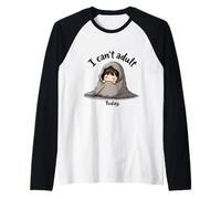 Cartoon Cozy Kid with The Phrase I Can't Adult Today Manche Raglan