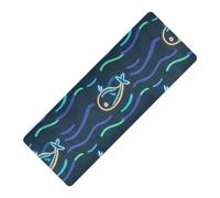 Cartoon Cute Animal Fish Sea Wave Bleu Imprimé Yoga Caoutchouc Naturel Antidérapant, avec Tapis de Yoga Sac Tapete Para Ejercicio 180,3 x 66 cm pour homme