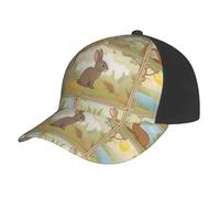 Cartoon Cute Animals Rabbit Print Baseball Cap Mesh Summer Hat Outdoor Sports Quick-Dry Respirant Absorption de la Sudation Noir