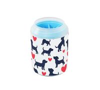 Cartoon Cute Black Valentine Love Dog Nettoyeur de pieds réutilisable avec brosse de massage douce Kit de nettoyage des pieds pour chiens de petite, moyenne et grande race, chats